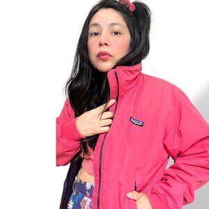Patagonia vintage USA made raspberry red fleece lined full zip bomber women's 10